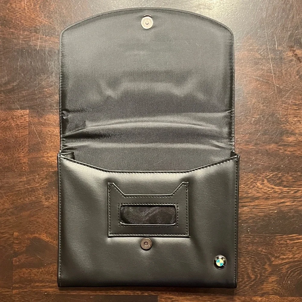BMW Black Document Pouch with Roundel Logo Accent